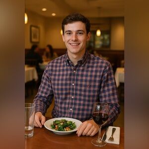 Nautica Red, White & Blue Plaid Long Sleeve Button Down Shirt